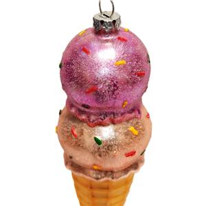 زينة عيد الميلاد على شكل مخروط آيس كريم زجاجي مزدوج متعدد الألوان، هدية وديكور للعطلات، شحن سريع - Product Image 4