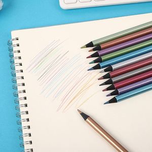 Crayons de dessin métalliques colorés non solubles de 3,0 mm, 12 couleurs, en bois noir, crayons de couleur pour l'art, crayons spéciaux pour la peinture personnalisée - Product Image 2