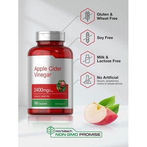 En stock, poudre d'extrait de vinaigre de cidre de pomme OEM, Malus Domestica, 2400 mg, non-OGM, sans <span class=keywords><strong>gluten</strong></span>, 150 capsules, étiquette privée, expédition rapide - Product Image 2