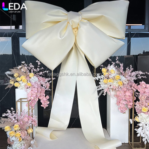 LEDA Outdoor Wedding Party Decor & Supplies Luxury <b>Large</b> White Smooth Trailing Ribbon <b>Bow</b> - Product Image 2