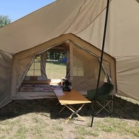 Tente de camping gonflable avec pompe manuelle, installation facile, imperméable, résistante au vent, tente cabane Oxford 4 saisons avec fenêtre en maille pour cheminée