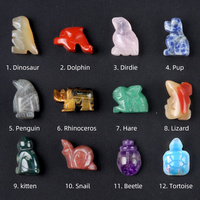 Vente en gros de sculptures d'animaux en pierres précieuses polies de 1 pouce, pierres de guérison en améthyste et quartz rose, tortue en cristal, décoration d'intérieur, cadeau