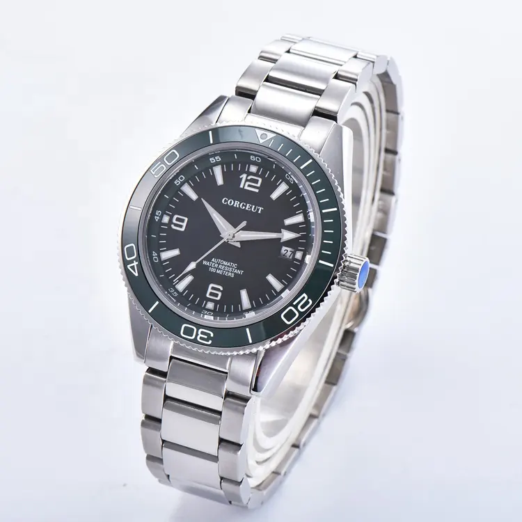Corgeut-Reloj de pulsera para hombre, personalizado, de alta calidad, 41mm, zafiro superluminoso, 100m, resistente al agua, mecánico automático