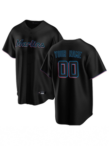 Maillot de baseball/softball personnalisé en gros des Miami Marlins, en maille poly, unisexe, toutes saisons, avec logo imprimé sur le devant, fabrication en usine - Product Image 5