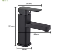Robinet de lavabo en acier inoxydable à poignée unique noir mat Design classique Mélangeur d'eau chaude et froide Matériau en zinc Fourni en usine