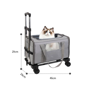 Rodas Ajustável Tamanho Grande Transporte Oxford Cat Carrier Dog <span class=keywords><strong>Trolley</strong></span> Mochila Dobrável <span class=keywords><strong>Pet</strong></span> Travel Bag