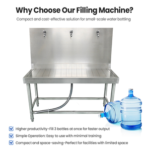 Machine de remplissage semi-automatique à trois robinets pour bouteilles d'eau en plastique de 3 et 5 gallons - Product Image 6