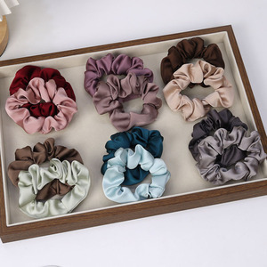 Thời trang 2pcssatin công bằng scrunchies cho phụ nữ Gradient màu tinh tế Headband tùy chỉnh đàn hồi tóc quan hệ cho cô gái bán buôn - Product Image 4