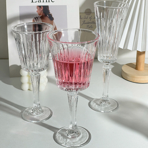 Crystal Champagne Glass Ribbed Clear <b>Wine</b> <b>Goblet</b> European Style for Wedding Party Home Decor - Product Image 2