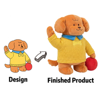 Peluche personnalisée en coton avec squelette et vêtements articulés, conception OEM/ODM, chien en peluche
