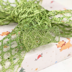 Pita Kerajinan Jaring Payet Besar Berkilau 6,3cm*10, Menarik Perhatian, untuk Hiasan DIY Karangan Natal - Product Image 6