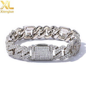 Unisex 15mm Iced Diamond Cuban Link Bracelet PVD Gold Plated Prong Chain New Style Hip Hop Jewelry for <b>Men</b> Women Main Zircon - Product Image 2