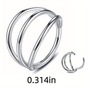 Anillo de Nariz Triple <span class=keywords><strong>Aro</strong></span> de Acero Quirúrgico 316L, Piercing de Concha, Daith, Hélix, Rook, Tragus, Joyería para <span class=keywords><strong>Labio</strong></span> y Oreja para Mujeres y Hombres - Product Image 3