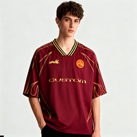 Maillots de football de haute qualité OEM personnalisés pour hommes, col en V, design de couture, logo brodé, style rétro streetwear
