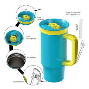 Tumbler da viaggio per tazza da esterno in acciaio inossidabile da 40 once con manico e coperchi rimovibili - Product Image 2