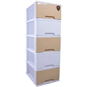 Preferred Leading Plastics Manufactured Seller New 5 Stage Twins Dolphin Authentic Quality Plastic Storage Drawer Cabinet Rattan