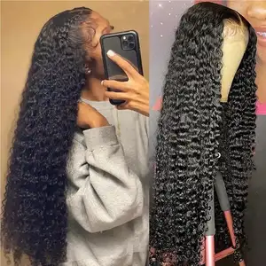 GDYhair Wholesale 200 density 13*4 HD Lace Brazilian Raw Virgin Human Hair Deep Curly HD Lace Front Wigs For Black Women