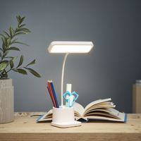 Lampe de bureau LED flexible avec porte-stylo, lampe de lecture tactile multifonctionnelle, lampe de table USB pour l'apprentissage