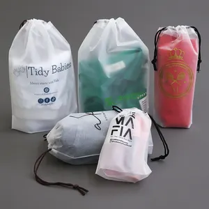 Custom Logo Frosted Plastic Gift Bag Drawstring Packaging Bag Eva Drawstring Bag On Sale