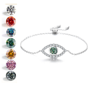 Fabrika toptan özel takı 925 ayar gümüş basit mavi nazar VVS Moissanite ayarlanabilir bilezik kadınlar için - Product Image 1