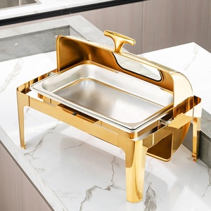 Phục vụ đồ dùng nhà bếp đặt lẩu chafer món ăn tự chọn bộ chafing món ăn tự chọn bếp thực phẩm tự chọn hiển thị ấm hơn - Product Image 1