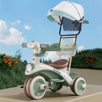 Tricycle poussette pour bébé avec barrière de sécurité amovible et auvent pour les enfants de 2 à 4 ans