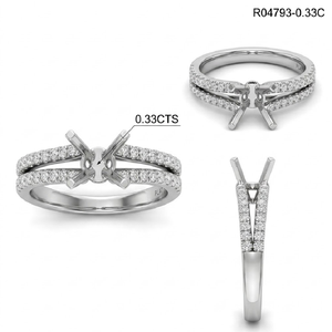 Hermoso Anillo de Oro Blanco Sólido de 18K con Montura Semimontada de Tallo Dividido y Detalles de 4 Puntas para Diamantes Certificados, Joyería Fina al por Mayor - Product Image 4