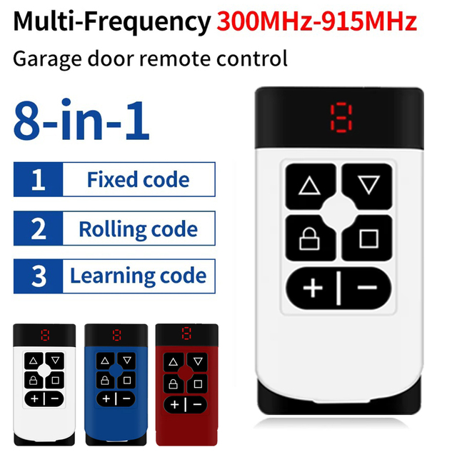8-IN-1 Universal Garage Remote Control Gate Key Duplicator Multi-frequency 8-Channel Rechargeable 433/300-915Mhz Garage Door