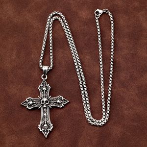 Stainless Steel <b>Cross</b> Pendant With Skull Design For Men Punk Jewelry Fashion Accessory - Product Image 4