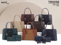 Tas Tote Kantor Wanita Multi Warna Elegan, Dompet Selempang, Set 3Pcs, Kulit PU, Desainer, Grosir Tas Tangan