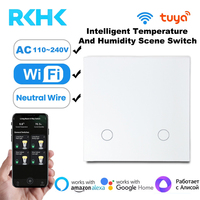 Interrupteur intelligent WiFi Tuya, variateur d'intensité Zigbee, compatible Alexa, Google Home, Smart Life, contrôle numérique de la température et de l'humidité