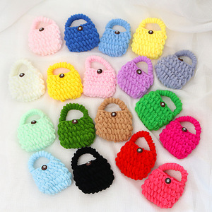 Handmade <b>knitted</b> coin purse, mini handbag, universal earphone cover, DIY yarn <b>knitted</b> <b>storage</b> bag, finished product wholesale. - Product Image 1