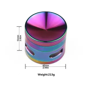 도매 아연 합금 40mm 4 부품 허브 그라인더 오목한 상단 뚜껑 허브 크러셔 사용자 정의 로고 흡연 액세서리