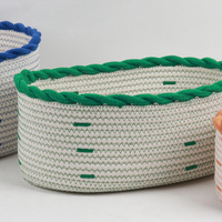 Ensemble de trois paniers en corde de coton polyester multifonctionnels et écologiques, personnalisés, de forme ovale, pour le rangement des vêtements, des jouets, des chaussettes, à la maison