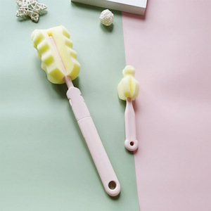 Ensemble de brosses à biberons en éponge, poignée allongée, nettoyage multifonctionnel pour bébés, sucettes, tasse isolée - Product Image 1