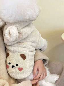Gaya Barat Modern empat anak anjing Hoodie XL pakaian hangat bulu untuk anjing kecil empat hewan cetak katun lucu anjing peliharaan Musim Semi - Product Image 3