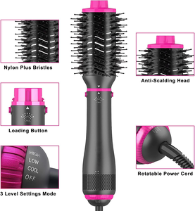 Secador de Pelo 4 en 1 de Alta Calidad, 1100W, con Cepillo Desmontable, Voluminizador, Difusor Iónico, para Salón, Hotel y Hogar - Product Image 2