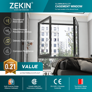 Ventana Abatible de Aluminio con Rotura de Puente Térmico AS2047 CE, Personalizada, Resistente al Viento, Aislamiento Térmico, Doble Vidrio Templado - Product Image 1