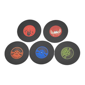 Retro Vinyl Record Shaped Silicone PVC Drink Coaster Rubber <b>Round</b> Cup Mat Non Slip Heat Resistant <b>Table</b> Protector Pad - Product Image 4
