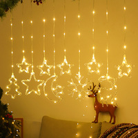Guirlandes lumineuses décoratives de Noël, étoiles, lune, flocons de neige, rideaux lumineux féériques, lumières d'ambiance en forme de glaçons, 8 fonctions, télécommande USB