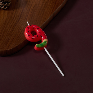 Bougies d'anniversaire personnalisées à thème pastèque en cire de paraffine imprimées UV avec numéro pour animaux de compagnie, enfants, fêtes, mariages, Noël, non toxiques - Product Image 3