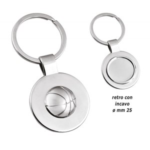 Llavero de aleación de zinc con soporte para monedas, decoración de metal ligero con diseño de cesta hemisférica para llaves, material de goma - Product Image 1