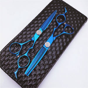Tijeras de peluquería Hg de 6.0 pulgadas, azules, de acero inoxidable 440C, para entresacar, para diestros, herramientas profesionales de barbería - Product Image 1