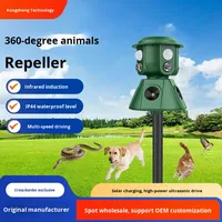 OMNI CATCH Répulsif d'oiseaux à ultrasons à énergie solaire-Capteur de mouvement à 360 °, utilisation en extérieur pour les toits, les vergers et les fermes