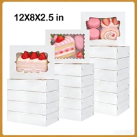 Boîtes à gâteaux à fenêtre en gros, boîtes cadeaux jetables pour macarons, 12*8*2.5 pouces, emballage alimentaire de qualité alimentaire pour la pâtisserie à domicile, desserts de café