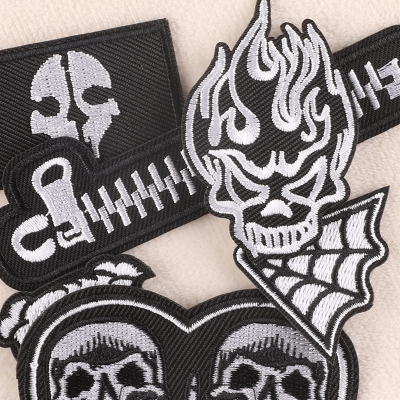 Custom Made Black and White Iron on Embroidery Rock Band