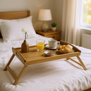 KESPER Serving And Bed <b>Tray</b> Acacia FSC Wood Folding Breakfast <b>Table</b> For In Bed Use - Product Image 3