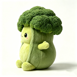 Customized Chubby rounded body <b>standing</b> broccoli figure, Soft fuzzy <b>vegetable</b> plush with small limbs - Product Image 1