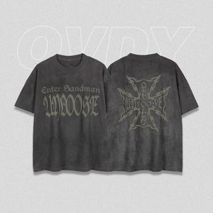 เสื้อยืดแขนสั้นผู้ชายสีพื้นสไตล์สตรีทหลวมๆ ผ้าฝ้าย 100% พิมพ์ลายโลโก้แบบสกรีน รุ่นใหม่ประจำฤดูร้อน - Product Image 1