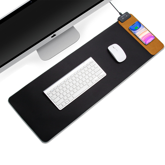 Rollable Customized Logo RGB Gaming Desk Mat 15W Fast Wireless Charging Mouse Pad for Keyboard